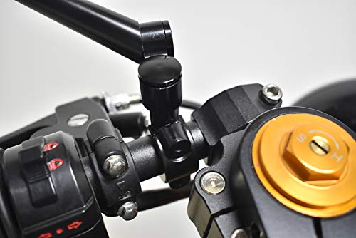 DKMOTORK 0413 Motorcycle Mirror Mount Holder Clamp Adaptor Bracket Right-Handed Thread 8mm Black Aluminum