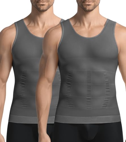 Image of 3 Pack Compression Shirt Men Body Shaper Vest Workout Tank Top
