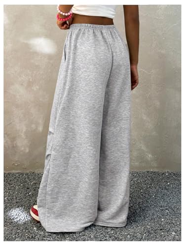 Verdusa Girl's Wide Leg Baggy Sweatpants Athletic Workout Loose Pants with Pockets Cute Clothes2