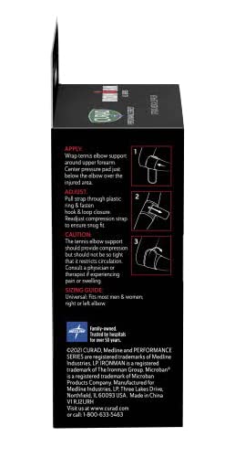 CURAD Performance Series Elbow Support, Dual Wrap-Around Strap, Universal, 1 Each