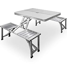 Casaria® Set de Mesa Plegable Camping 4 Asient…