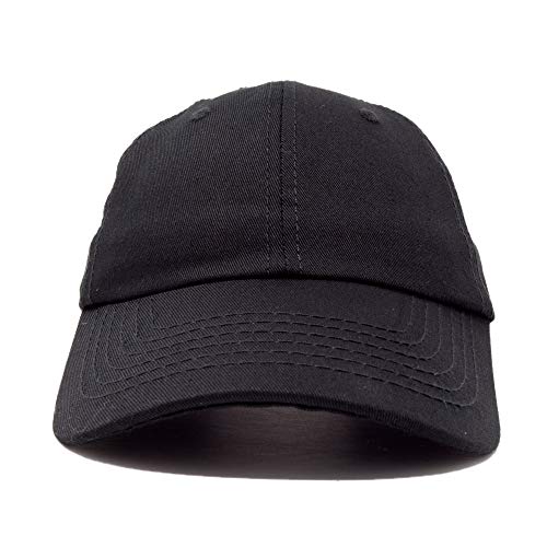 Dalix Unisex Unstructured Cotton Cap Adjustable Plain Hat, Black #TOP3