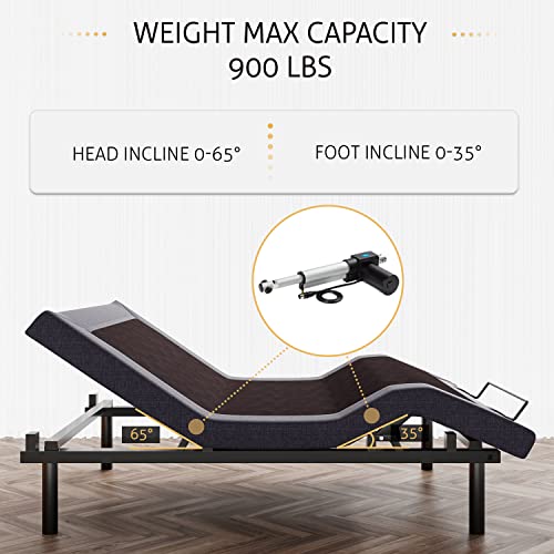 Sha Cerlin Electric Adjustable Bed Base, Ergonomic Upholstered King Size Bed Frame With Upgraded Motors And Wireless Remote Control, Independent Head And Foot Incline, Assembly Required #TOP5