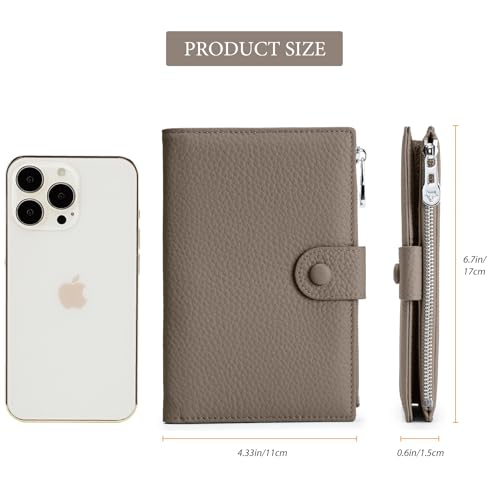 Leather Passport Wallet for Women, Slim RFID Blocking Passport Holder, Compact Travel Wallet with Zippered Coins Pocket and SIM Slots, Ladies Passport Cover4