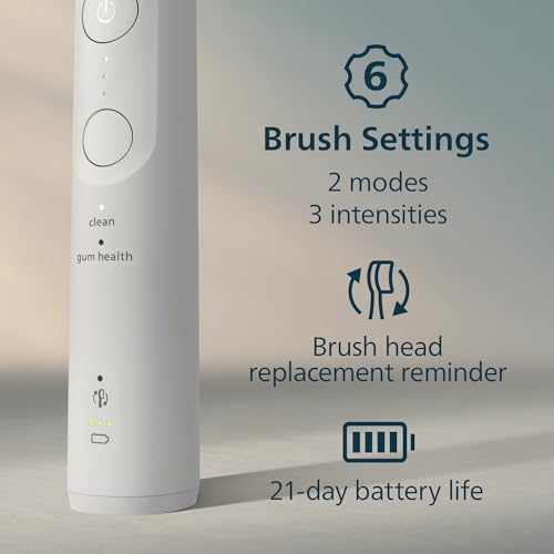Image of Philips Sonicare 5900 Series Electric Toothbrush, Pressure Sensor, 6 Brushing Settings, SmarTimer, BrushPacer, 21-Day Runtime, Gentle Professional-Clean Feel, for Sensitive Gums, White, HX7130 /02
