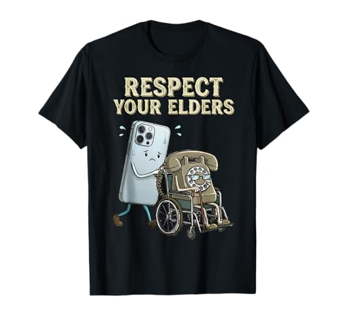 Respect Your Elders Retro Smartphone Technology Humor T-Shirt