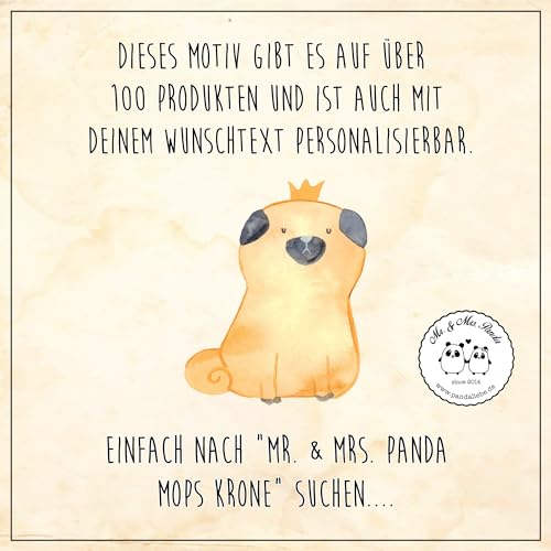 Mr. & Mrs. Panda Grußkarte Mops Krone - Geschenk, lustig, Hund, Geschenkideen, Papa, königlich, Klappkarte, Weihnachten, Karte, Frau, Sprüche, allergisch, haha