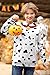 IIMMER Tween Girls&Boys Halloween Casual Hoodies Cute Sweatshirt Ribbed Cuffs Fashion Pullover White & Black Spots 7-8 Years