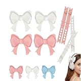 Bewssuuyh 2 paia di accessori per cuffie con fiocco, rosa e bianco