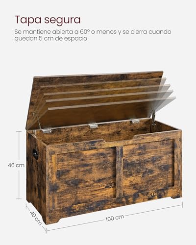 Miniatura 7 de Vasagle Puff Almacenaje Con 2 Bisagras De Seguridad, 100 X 40 X 46.4 Cm