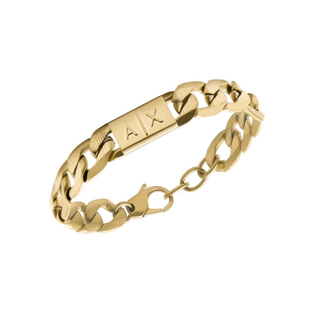 Armani Exchange Bracciale da uomo in acciaio inossidabile con chiusura a moschettone