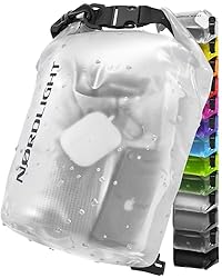 Nordlight Bolsa Estanca Impermeable - (5L, Transpa...: ✅ PROTEGE LO QUE MÁS TE IMPORTA: Verano, sol, daños por agua... ¡no con Nørdlight! Tu móvil no sabe nadar, pero nuestras bolsas impermeables sí. Para una protección del 100% contra agua, arena y suciedad, enrolla el cierre 3–4 veces y abrocha los cli...