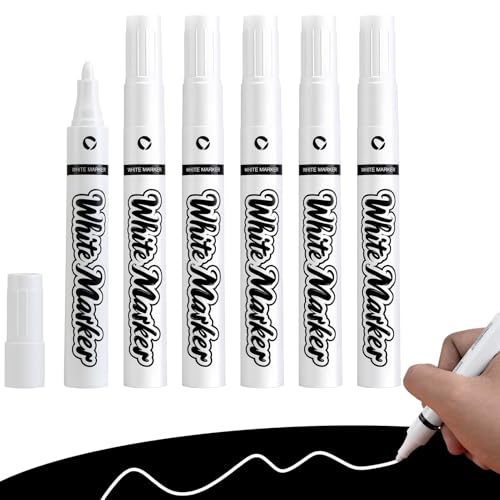 Unicavu 6× Feutres Blancs Effaçables pour Tableau Noir, Marqueur Craie Liquide à Pointe Fine...