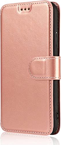 Funda para iPhone 14 que resuelve el espacio con su tapa tarjetero de cuero rosa