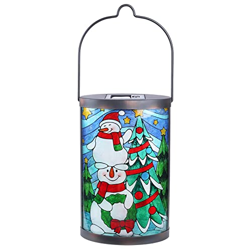 Afirst Hanging Solar Lantern - Christmas Snowman Decorative Outdoor Glass Solar Lights Waterproof Led Tabletop Lamp For Garden Yard Patio Decor #TOP24