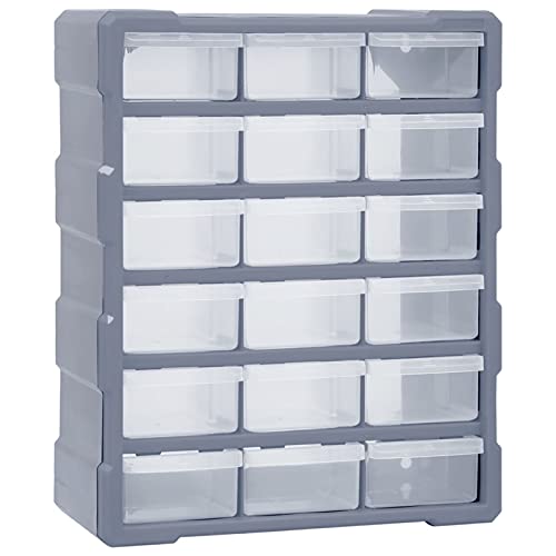 Brokky Multi-drawer Organiser with 18 Middle Drawers 38x16x47 cm-DIY Tool Bits Storage Organiser Unit - Workshop Parts Craft Box Cabinet