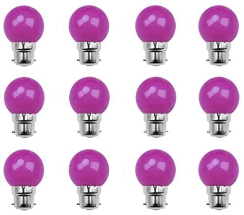 Aiwerttes B22 Coloured LED Bulb, 2 W (20 W) G45 Colour LED Ambient Light Bulb, Energy Saving Lamp, 200 LM, AC220V-240 V, Holiday, Party, Christmas, Halloween, 12 Packets (Light Purple)
