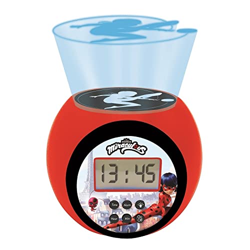 Lexibook - Miraculous Projector Alarm Clock With Snooze Function And Alarm Function, Night Light With Timer, Lcd Screen, Battery Operated, Red/Black, Rl977Mi #TOP12