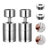 2 Pack Sink Faucet Aerator 360 Degree Swivel Kitchen Faucet Sprayer Attachment,Dual Water Flow Modes, 55/64 Inch-27UNS Female Thread,15/16 Inch-27UNS Male Thread Adapters