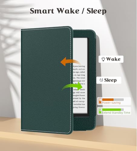 Image of MoKo Case Fits All-New 6 inch E-reader(11th Generation, 2024 /2022)(10 /8th Gen,2019 /2016),Ultra Lightweight PU Shell Cover with Auto Wake /Sleep for Ebook 2024,Not for Kobo Aura 2 /Remarkable, Midnight Green