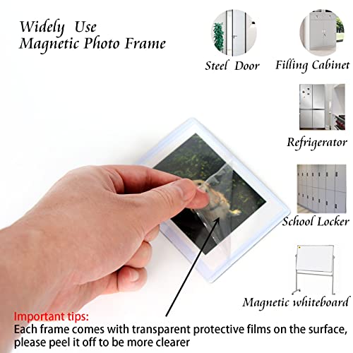 2.5 X 3.5 Magnetic Picture Frame, Instax Mini Frame Photo Magnets For Refrigerator, Polaroid Picture Frame, Fridge Photo Sleeve Pocket, Wallet Size Picture Frame, Locker Decoration, 20 Pack #TOP2