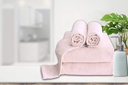 Belizzi Home 8 Piece Towel Set 100% Ring Spun Cotton, 2 Bath Towels 27X54, 2 Hand Towels 16X28 And 4 Washcloths 13X13 - Ultra Soft Highly Absorbent Machine Washable Hotel Spa Quality - Pink #TOP2