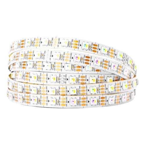BTF-LIGHTING RGBW RGB+Natural White SK6812 (Similar WS2812B) 4 Colors in 1 LED Strip Individually Addressable 16.4ft 60Pixel/m 300LED Light Dream Color IP30 DC5V White PCB (No Adapter or Controller)