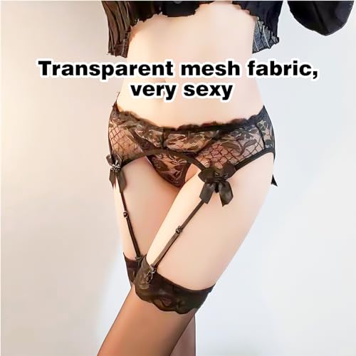 EKSMA-Liguero-Sexy-Transparente-para-Mujer-con-4-Clips-Ajustables-Ropa-Interior-de-Talla-Grande-para-Medias-de-Lenceria-Boda-Dia-de-San-Valentin-Navidad