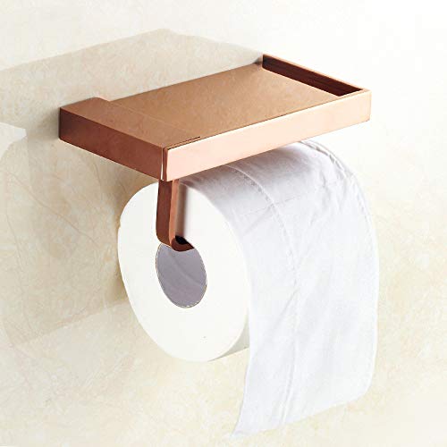 ROTOOY Toilet Paper Holders Copper Mobile Phone Paper Towel Holder Toilet Paper Holder Bathroom Mobile Phone Tissue Box Toilet Roll Holder Rose Gold