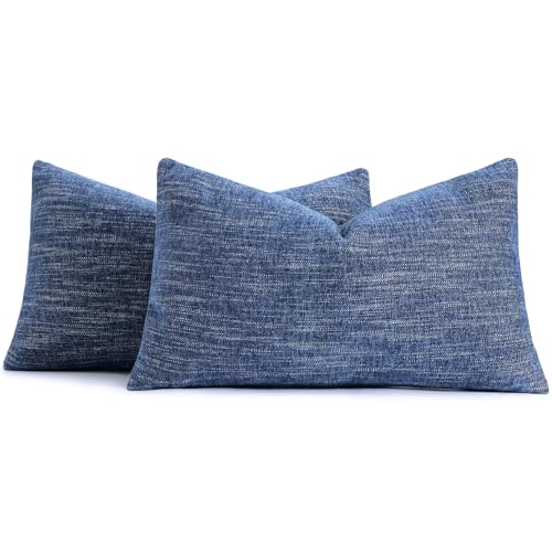 decorUhome Fall Navy Blue Chenille Throw Pillow Covers 12x20 Set of 2 by decorUhome - Used condition - US$14.05
