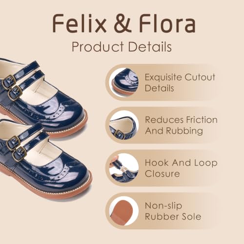 Image of Felix & Flora Toddler Girl Mary Jane Dress Shoes - School Oxford Flats for Girl Party Shoes.