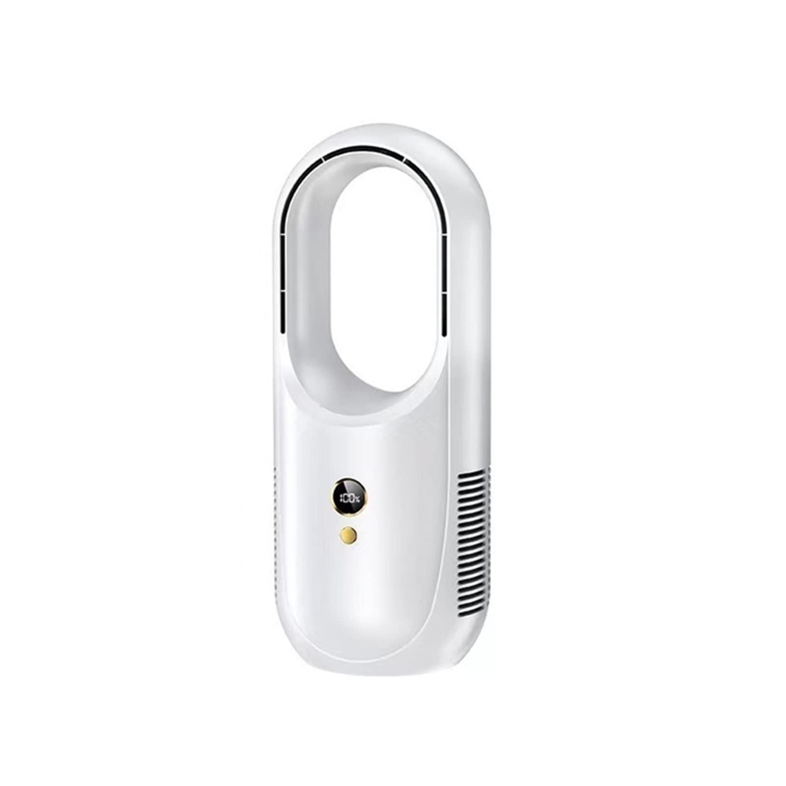 BezłOpatkowy Wentylator Biurkowy Użytku domowego Elektryczny bezłopatkowy wentylator stołowy Chłodnica USB Ładowanie Przenośny bezprzewodowy mini wentylator Ultra cicha lampka nocna LED(White)