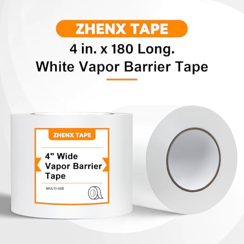 Zhenx 12 Pack, Vapor Barrier Tape, Vapor Barrier Seam Tape, Insulation Tape 4" Wide x 180' Long, PE Seal Tape 9 mm, for Crawlspaces Barriers Seal and Seam Insulation Repairs & Plastic Liners by Zhenx - Image 2