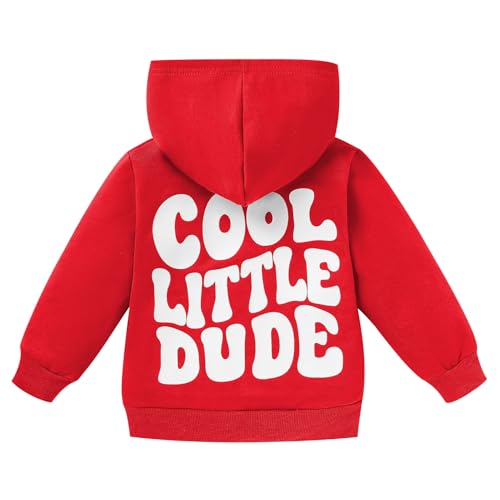 Image of ZOELNIC Toddler Baby Boy Fall Winter Hooded Clothes Baby Boy Hoodie Tops Letter Printed Long Sleeve Sweatshirt