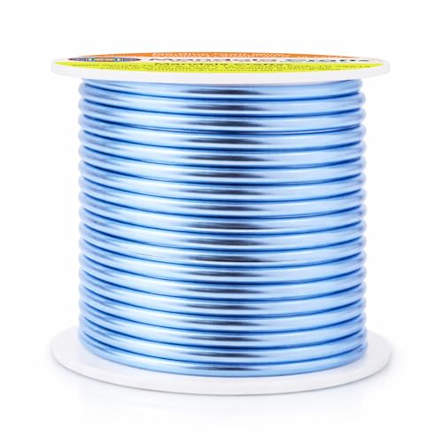 Image of Mandala Crafts 8 Gauge Anodized Aluminum Craft Wire for Jewelry Making - 32 FT Colored Flexible Ice Blue Wire - Bendable for Bonsai Armature Crafting Sculpting