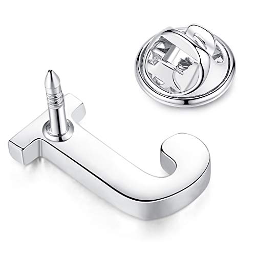 Image of HONEY BEAR Initial Alphabet Letter Lapel Pins Collar Badge Brooches for Mens /Womens Shirt Dress Decoration Silver