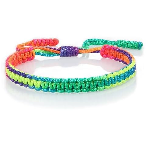 COLORFUL BLING Tibetan Buddhist Bracelets for Women Men Handmade Braided Rope String Lucky Protection Wristbands Prayer Family Couple Jewelry-rainbow Cover