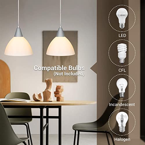 Dewenwils 2 Pack Plug In Pendant Light, Hanging Light With 15Ft Clear Cord, 4-Pack Blue A19 Led Light Bulb 60W Equivalent, E26 Medium Base For Bedroom, Christmas Decor, Home Lighting, Non-Dimmable #TOP2