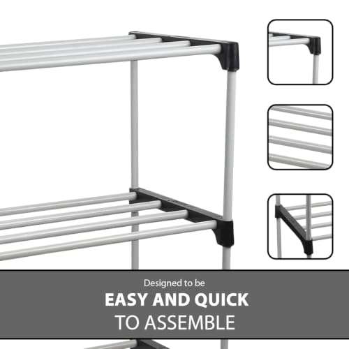 Image of Melanie Shoe Rack 3 Tier Plastic Stand for Home, Space Saving Shoe Organizer Rack for Entryway Bedroom Closet, Durable Shoe Storage Shelf with Plastic Connectors (3 Tier White)