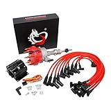 DRAGON FIRE PERFORMANCE Ignition Distributor, Coil & 10mm Spark Plug Wire Set - Fits 1985-1993 F-150, Mustang, Bronco, Grand Marquis, Town Car 5.0L V8 OHV w/ Steel Gear | OEM Direct Fit Kit-1638