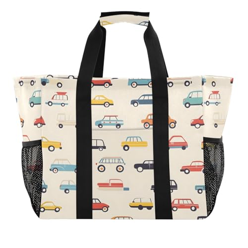 Nander Cartoon Car Reusable Grocery Bags,Large Grocery Tote Bag Water Resistant Shopping Bags Foldable Grocery Bag for Clothes,Shoes and Picnic