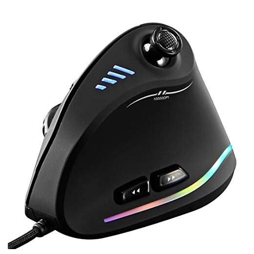 ZLOT Vertical Gaming Mouse,Wired RGB Ergonomic USB Joystick Programmable Laser Gaming Mice,6+1 Design,11 Buttons,1000 Hz Max Polling Rate,10000 Max DPI,2019 Upgraded Version for Computer Gamers,Black