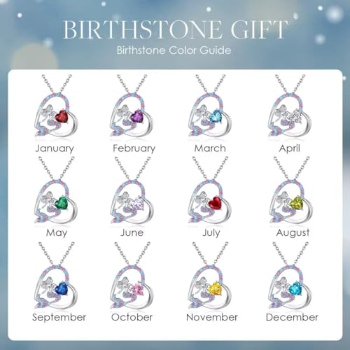 Mermaid Birthstone Necklace for Kids Girls Heart Mermaid Tail Beaded Necklace Gifts Birthday Jewelry for Little Teens Girls Daughter Granddaughter Niece 6