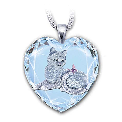 AMICE Collier en verre avec pendentif en forme de cœur en cristal blanc pour femme Cover