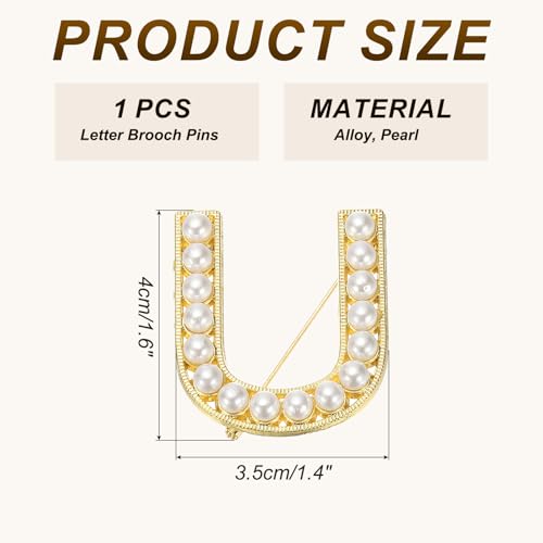 Image of PATIKIL Letter Brooch Pins, Pearl Initial Alphabet Letter Lapel Badges Pin for Women Men Girl Wife Suits