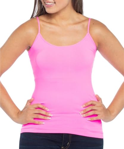 Image of Malibu Sugar Womens Camisole Tank Tops - Seamless Fitted Spaghetti Strap Cami Stretch Basic Womens Camisole for Layering XS-M