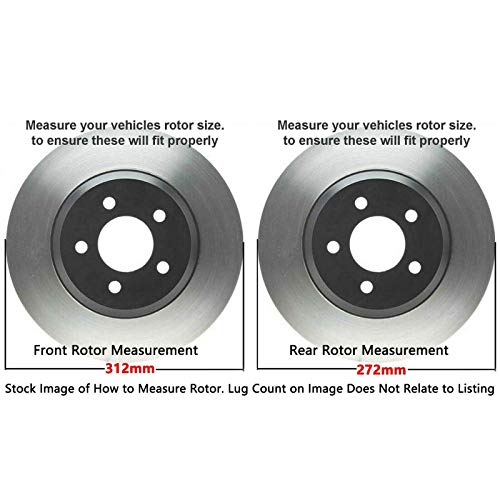 Image of Detroit Axle - 312mm Front and 272mm Rear Disc Brake Rotors Ceramic Pads + Brake Cleaner Fluid Compatible for VW Volkswagen 2015-2018 GTI, 2021-2022 Passat, 2017-2019 Golf Alltrack