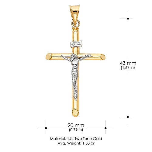 Ioka - 14K REAL Gold Crucifix Cross Pendant Religious Charm For Necklace or Chain2