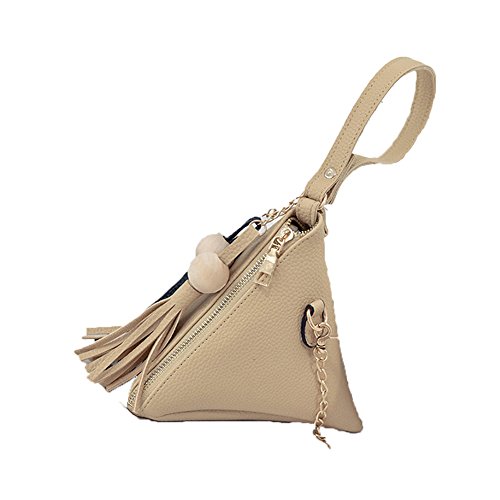 CONMING Sacs à main, Sacs à main Triangle Été Dames Sac de Téléphone Cellulaire Simple Coin Poche Boule En Bois Sac Frangé (Jaune)