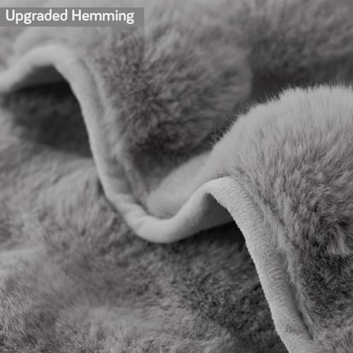 Image of HOKIPO 'FurHug' Premium Faux Rabbit Fur Anti Slip 3 Seater Sofa Mat with 2 Armrest Cover,Cool Grey (NEW-5015-GRY + AR-5149-GRY*2)